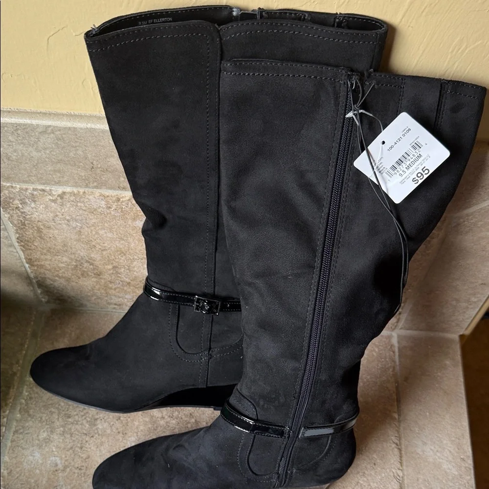 East 5th Black Heeled Boots with Buckle Detail - Picture 2 of 3